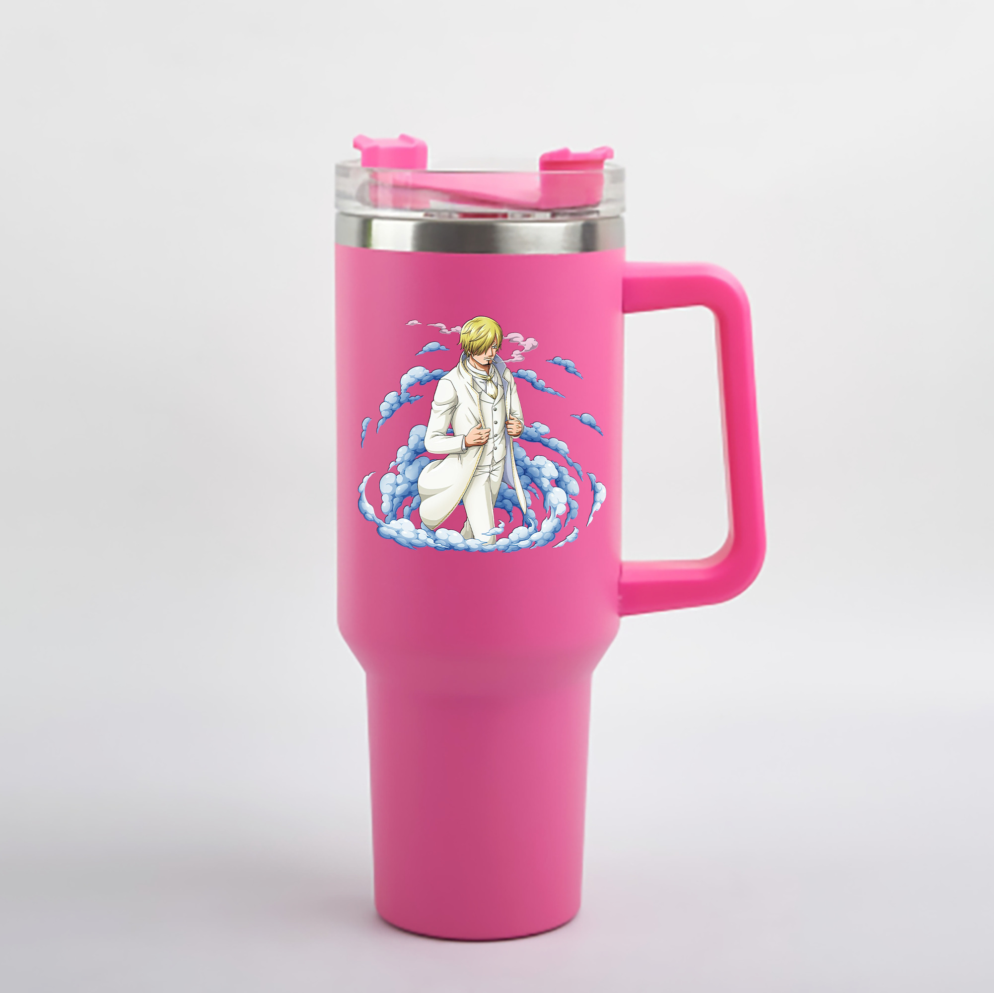 ワンピース サンジ ONE PIECE Sanji 1200mL車用タンブラー - クリスタルステッカー（プラスチックストロー付き）